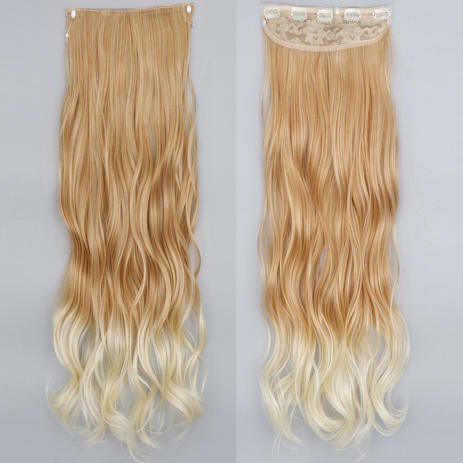 80 cm de extensión de pelo de peluca cinco tarjetas de una pieza de cabello de fibra química de cabello de alta temperatura cabello de cabello largo rizado