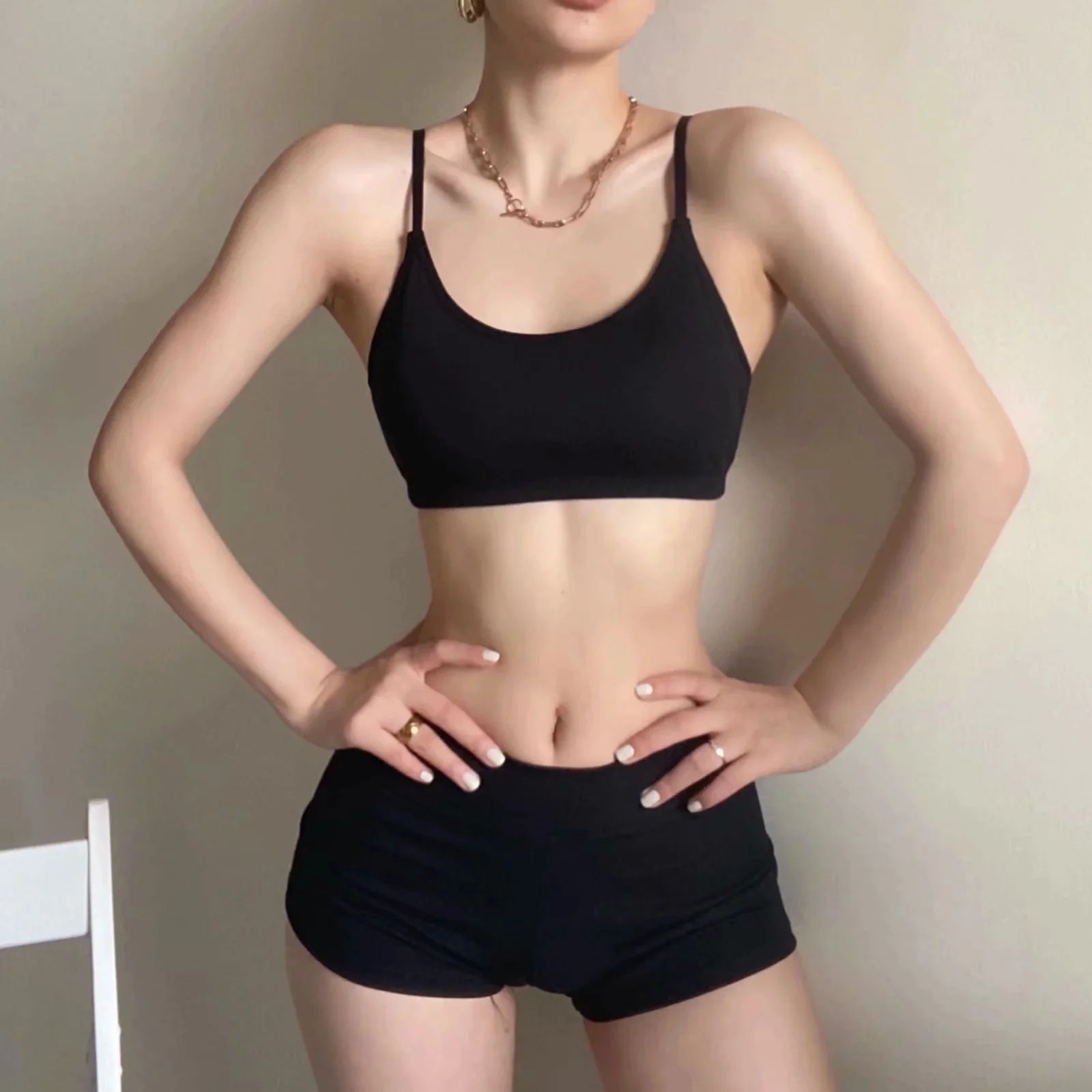 short yoga sling vest high elasticity tight sports shorts suit NSAC38432
