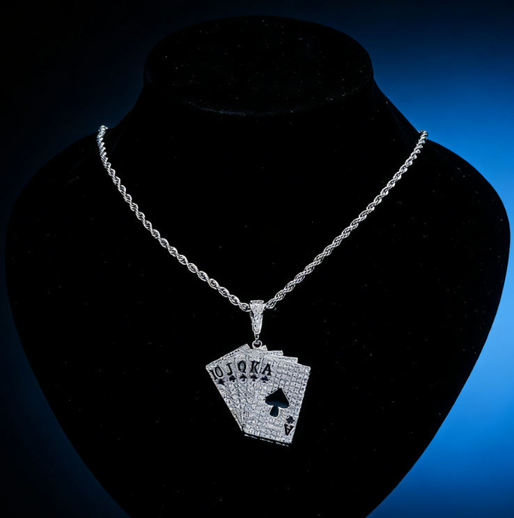 Europa y América Hip-Hop bronce de piedra Flush Flush Poker Colgante de moda para hombres Personalidad Joyas de moda personalizados