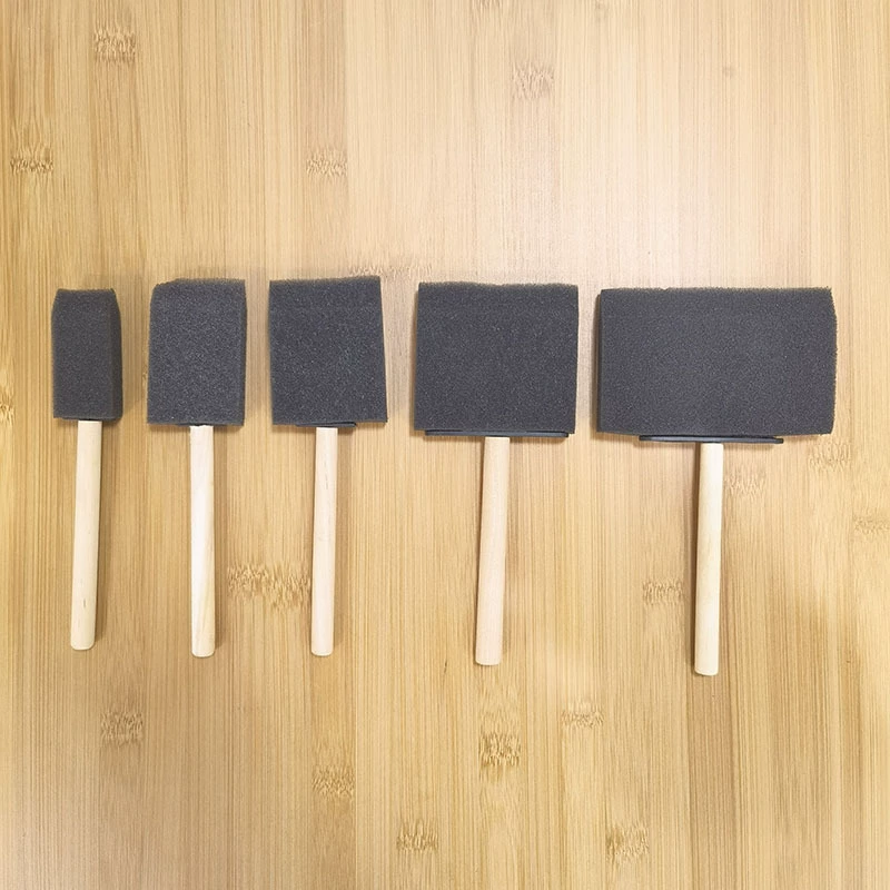Поставка 1-4 дюймов с деревянной ручкой черная губчатая кисть 4 деревянная ручка черная губчатая кисть детская DIY граффити живопись губчатая кисть