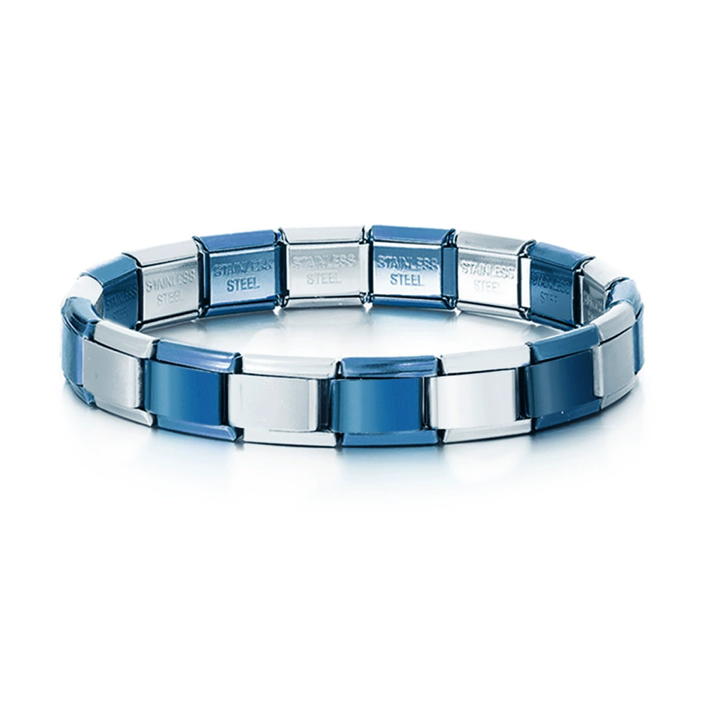Italian module bracelet, elastic stitching titanium charm strap, multi-color stainless finish