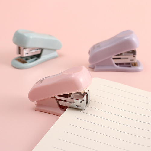 Morandi color mini stapler student cute small stapler office supplies handheld stapler set