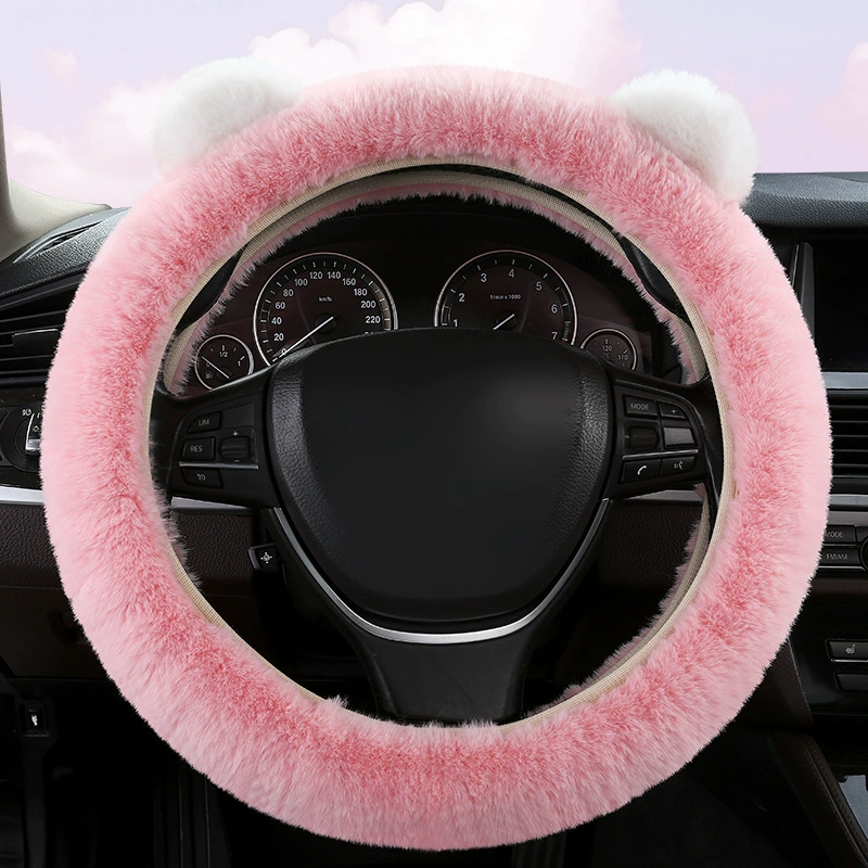Winter plush keep warm elastic steering wheel, cartoon ultra thin non-slip universal handle