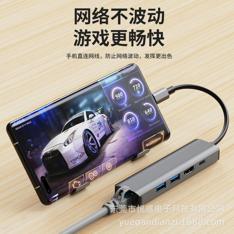 クロスボーダーusb3.0ハブrj45ネットワークカード拡張ドックtypecノートパソコン変換器五合一hub|undefined