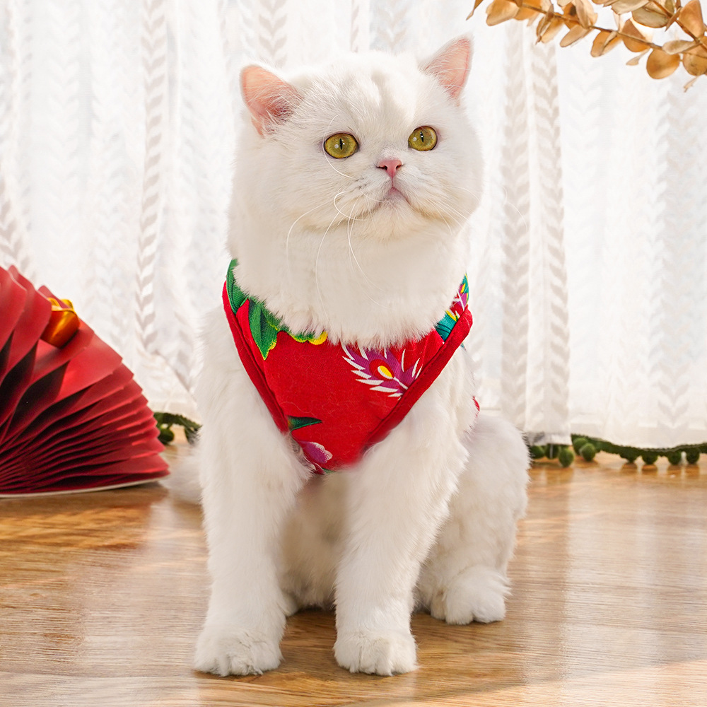 Chaleco para perro con flores grandes del noreste, ropa para perros pequeños, medianos y grandes de Año Nuevo, ropa para perros y gatos, suministros para gatos, ropa al por mayor