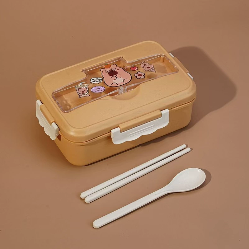 Ланчбокс для студентов Bento, 3 отделения, микроволновый ПП с прибором (ложка/вилка/палочки)