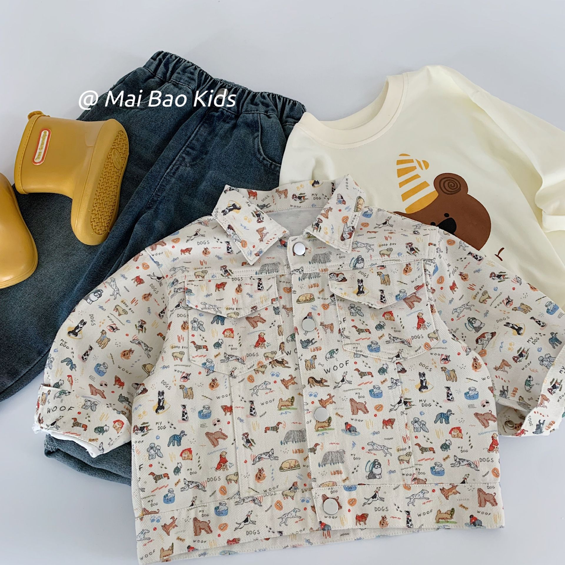 Mai Bao abrigo infantil de otoño 2025 nuevo estilo de impresión encantadora chaqueta de otoño para niños y niñas ropa de moda extranjera bebé