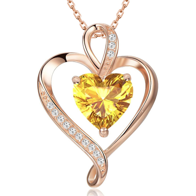 Heart Shaped Double Layer Necklace In Sterling Silver For Women_voghion.com