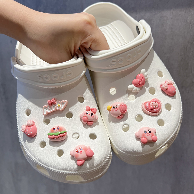 New Style Hole Shoes Accessory DIY Shoe Clips Removable Kirby Cute Cartoon Garden Shoes Flower Accessory Set