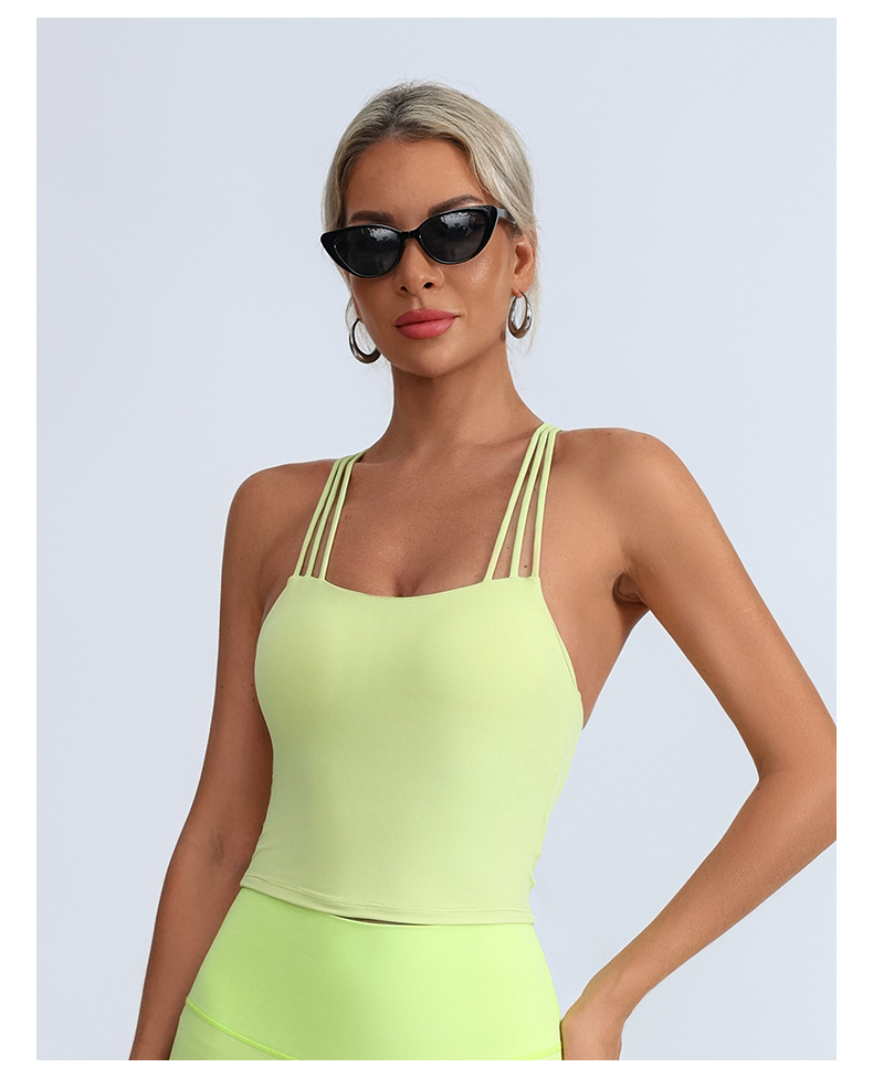 2026 nuevo producto de verano europeo y americano chaleco de yoga de mujer diseño cruzado de deporte cabina de secado rápido ropa de fitness transpirable
