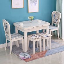 带电磁炉的火锅餐桌可伸缩折叠钢化玻璃家用小户型简约现代多功能