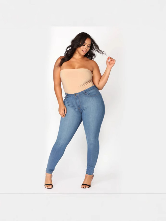 Vaqueros europeos y americanos transfronterizos eBay Amazon wish nuevos pantalones de mezclilla elásticos de moda de gran tamaño mujeres