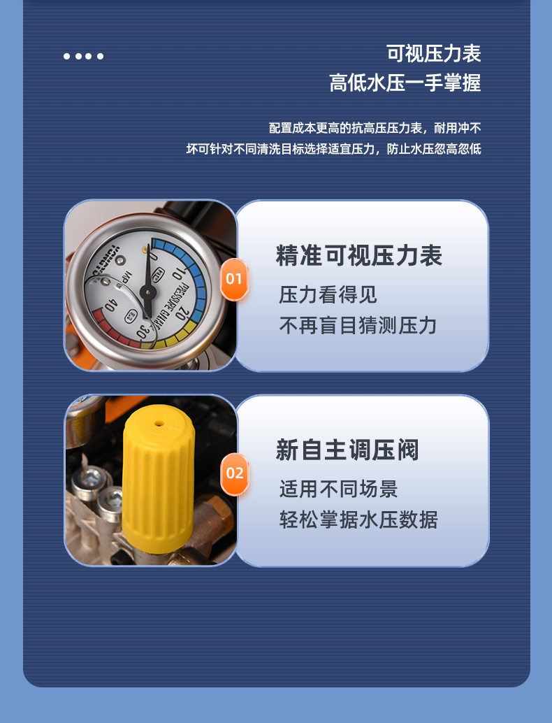 Car wash machine, car wash water pump, household 220V high-power car brush and floor cleaning water gun, commercial trolley-type high-pressure washer