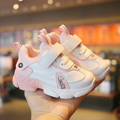 2024 Spring and Autumn Children's Sports Shoes New Boys and Girls White Shoes Soft Sole Baby Shoes Toddler Shoes