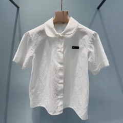 Nanyou Mjia Miufeng 25 新しい夏のシャツ半袖ラペルカレッジスタイルレター刺繍ロゴトップ年齢を軽減