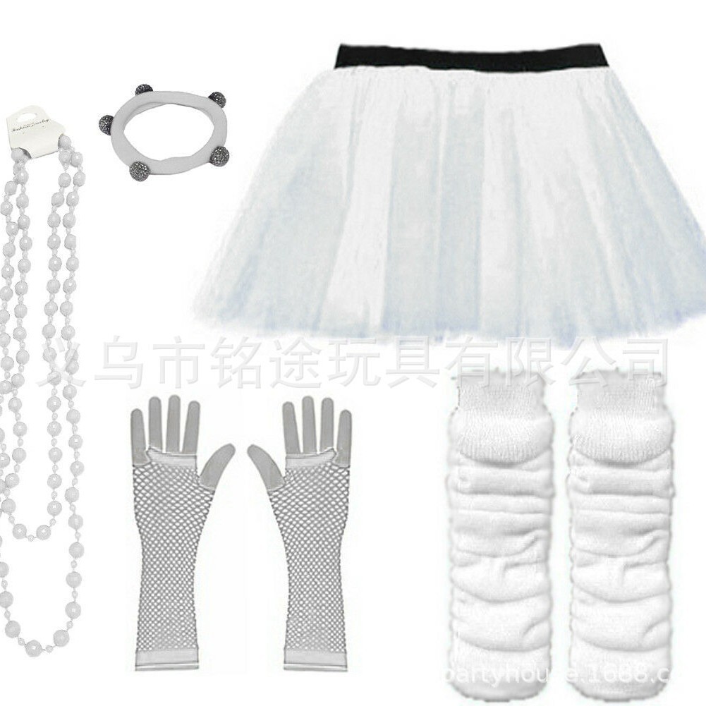 1980 s 80s traje collar pulsera falda de gasa guantes brazalete 80s Flapper girl dress