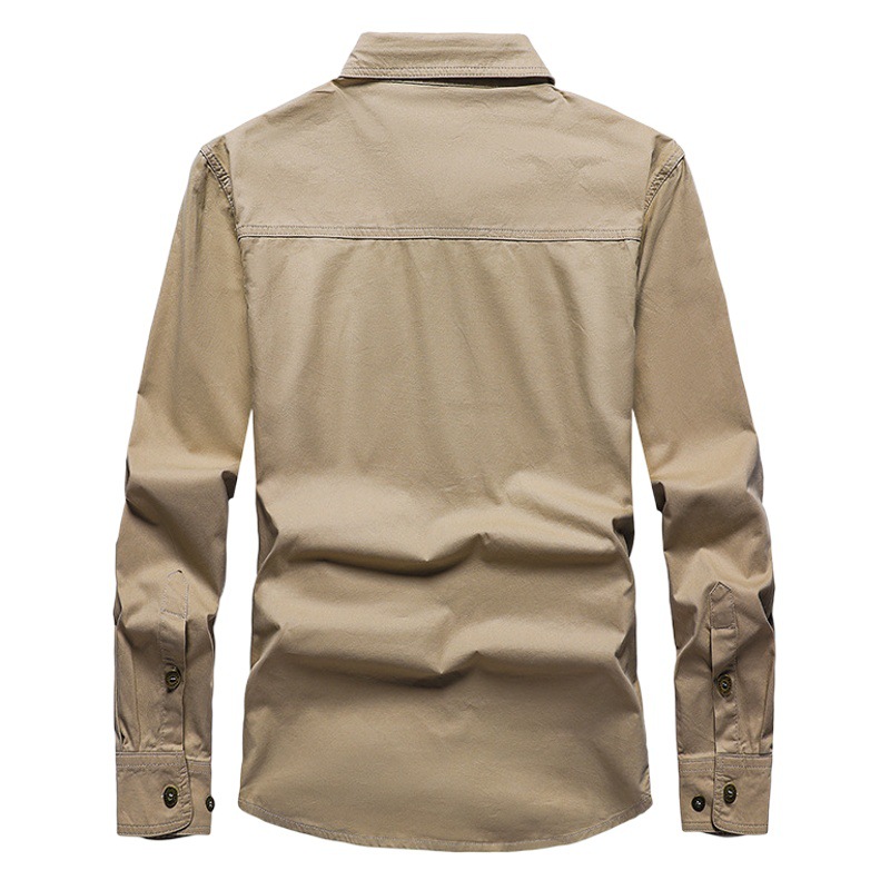 Nueva camisa de trabajo informal de manga larga para hombre, camisa fina de algodón de talla grande de color sólido para primavera y otoño para hombres jóvenes y de mediana edad, ancianos y padres.