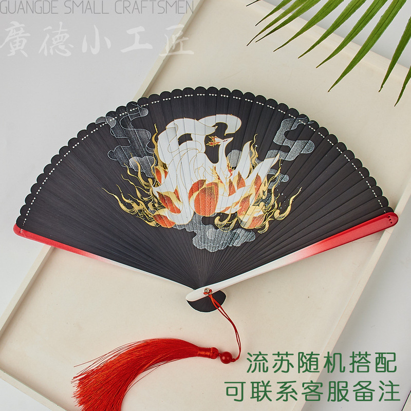 全竹折扇新中国風ミニ扇子古風チャイナドレス小折扇レトロ持ち歩き折り畳み扇女|undefined