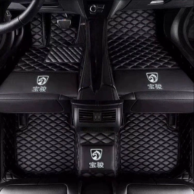 Baojun 510 full-coverage car floor mats, Baojun 310w 530 560 310 360 630 complete set of floor mats (Modelə uyğun ayaqaltı) - baojun-310-single-layer-black-with-car-logo