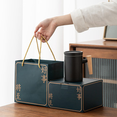 陶瓷泡茶杯帶蓋茶水分離杯創意木柄馬克杯辦公杯禮盒裝伴手禮禮品