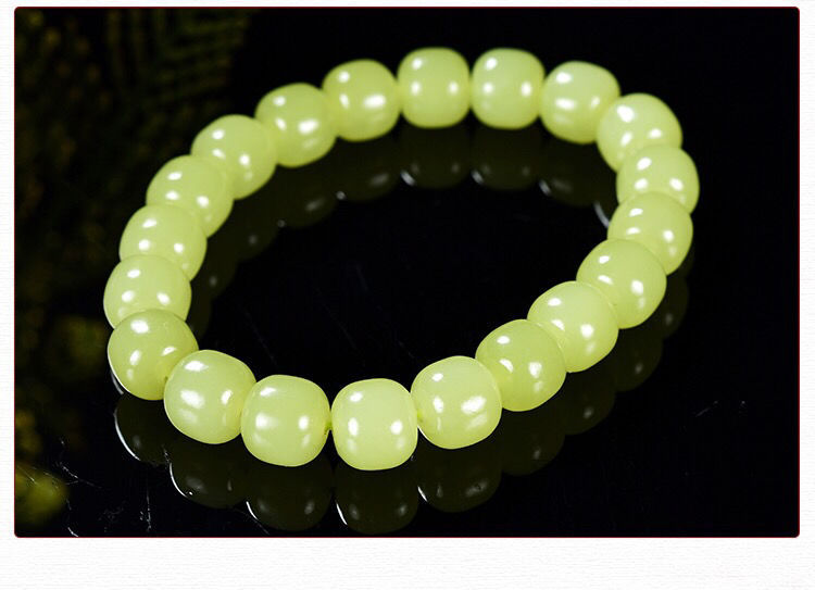 Vòng tay ngọc Hetian Tân Cương tự nhiên hạt cổ miệng vàng Ruoqiang đáy băng chi tiết 3