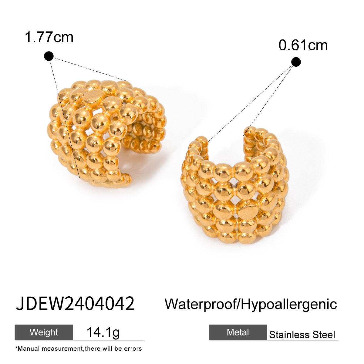 Europa y los Estados Unidos transfronterizos en el viento simple de moda pequeña fresca 18k de oro acero inoxidable acero brillante en forma de panal de orejas orejas