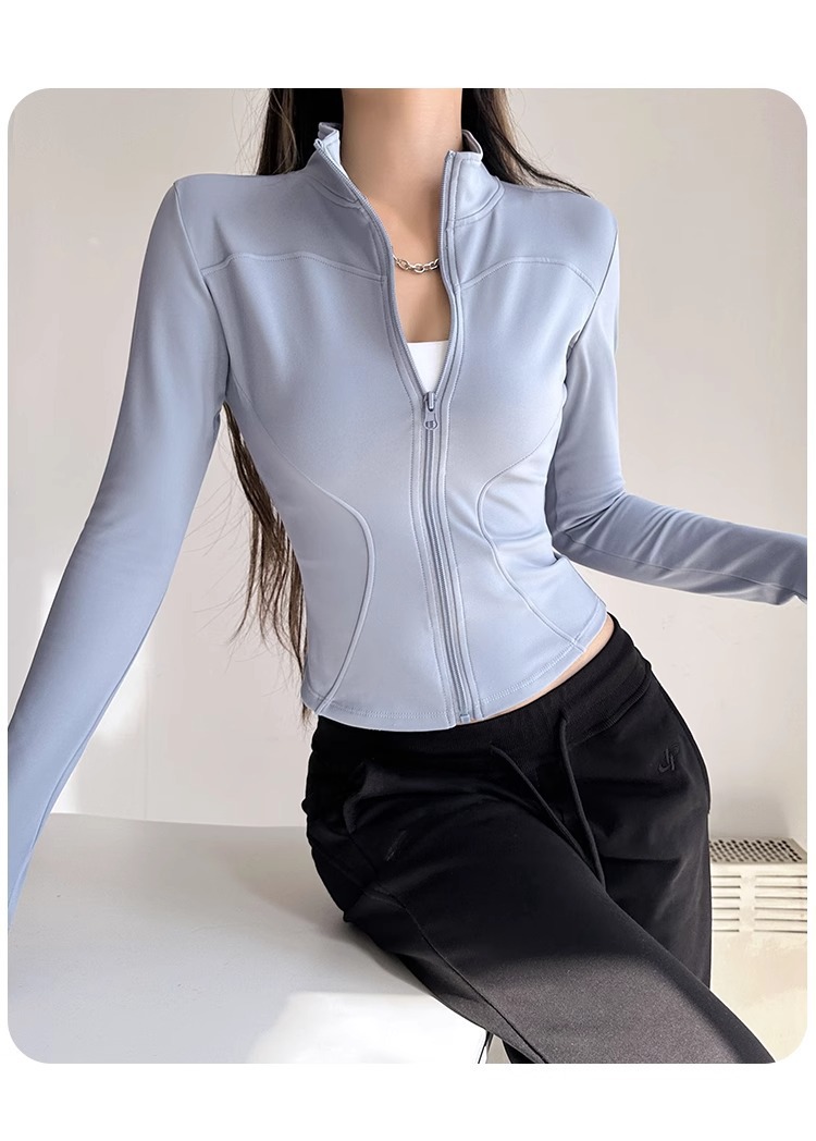 Fleece Quick-Drying Yoga Jacket Pilates Fitness Skinny Top Fitness Suit Women_desvips.com