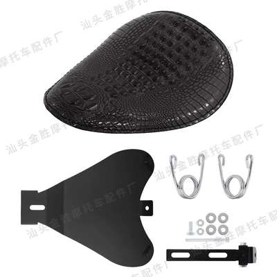 Motorcycle cushion – Horse 400 Retro Motorcycle Seat - crocodile-leather-black-seat-cushion-v-shaped-spring-plating-bracket
