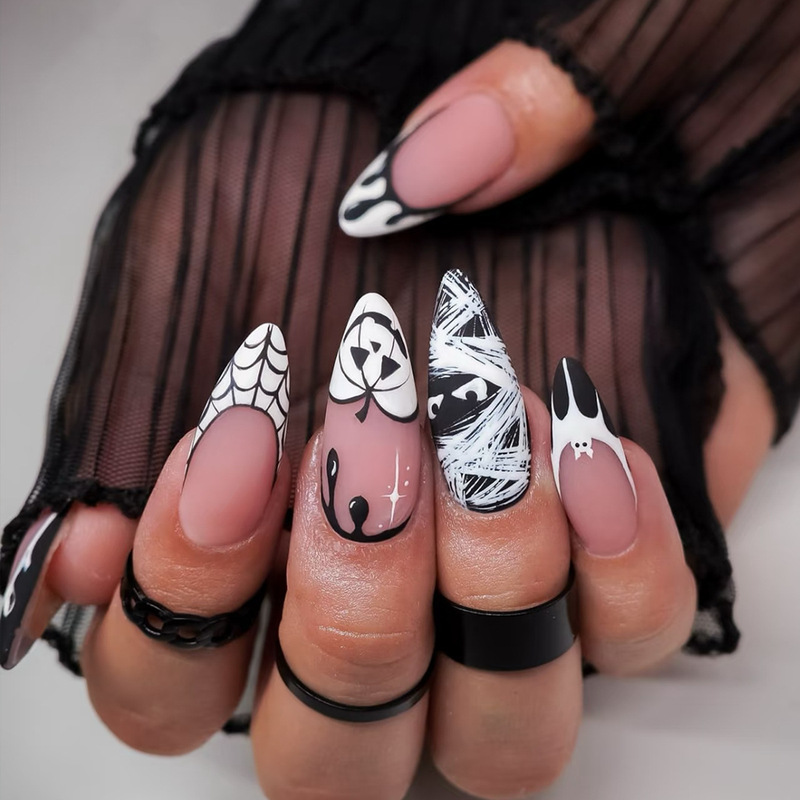 New Halloween Cross-Border Special Wear Manicure Pumpkin Ghost Holiday Style Removable Fake Nails