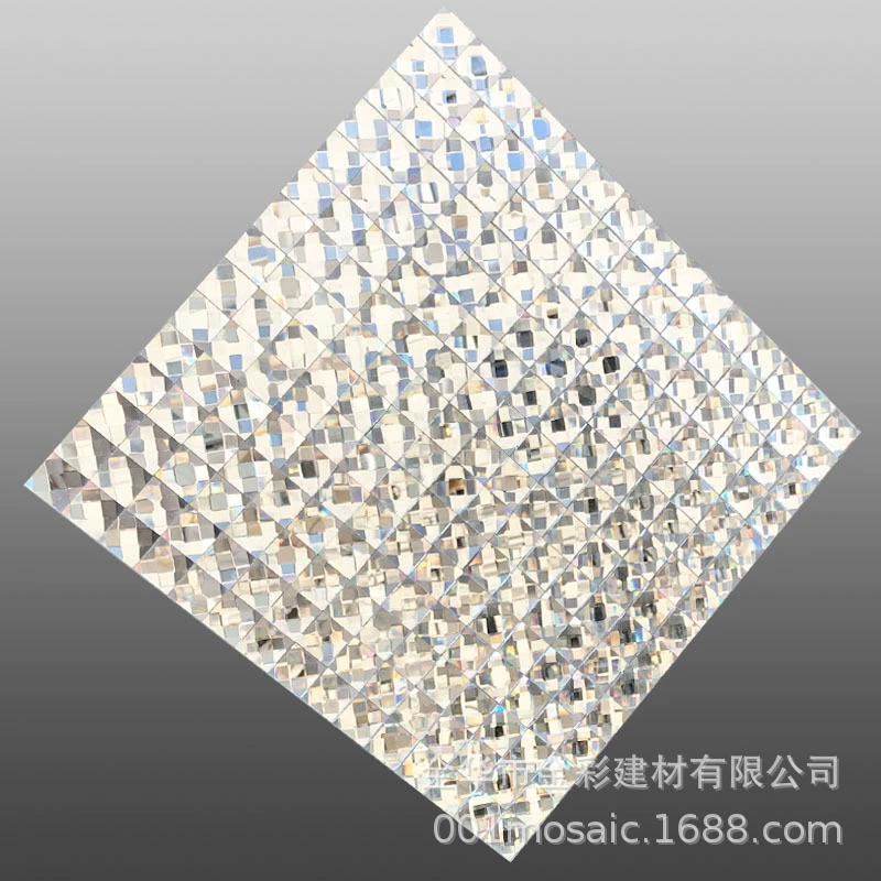 13-гранные зеркальные мозаичные плитки из стекла с алмазной огранкой и плотными инкрустированными полосами для настенных наклеек, декора входных зон и фонов для телевизоров.