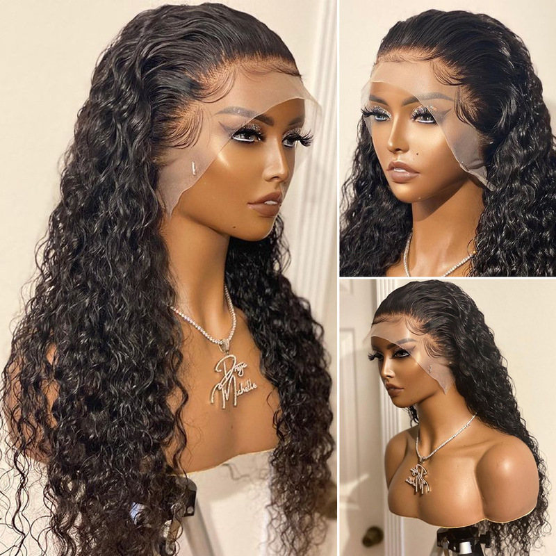 Hand-Woven Black Long Curly Wig Amazon 34 36 Inches 136 Bundles Body Wave Lace Front Wig