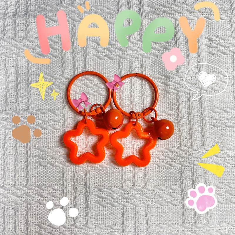 カラフルなアクリルスターキーホルダーリングかわいいベルスタースクールバッグロックバックルペンダントアクセサリーアクセサリー|undefined