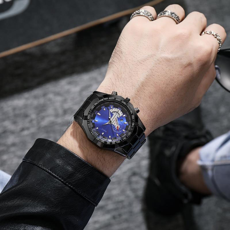Wrist Watch Non-mechanical Watch Large Dial Men's Watch Men's Watch Super Large New Concept Calendar Creative Steel Belt One Piece_voghion.com