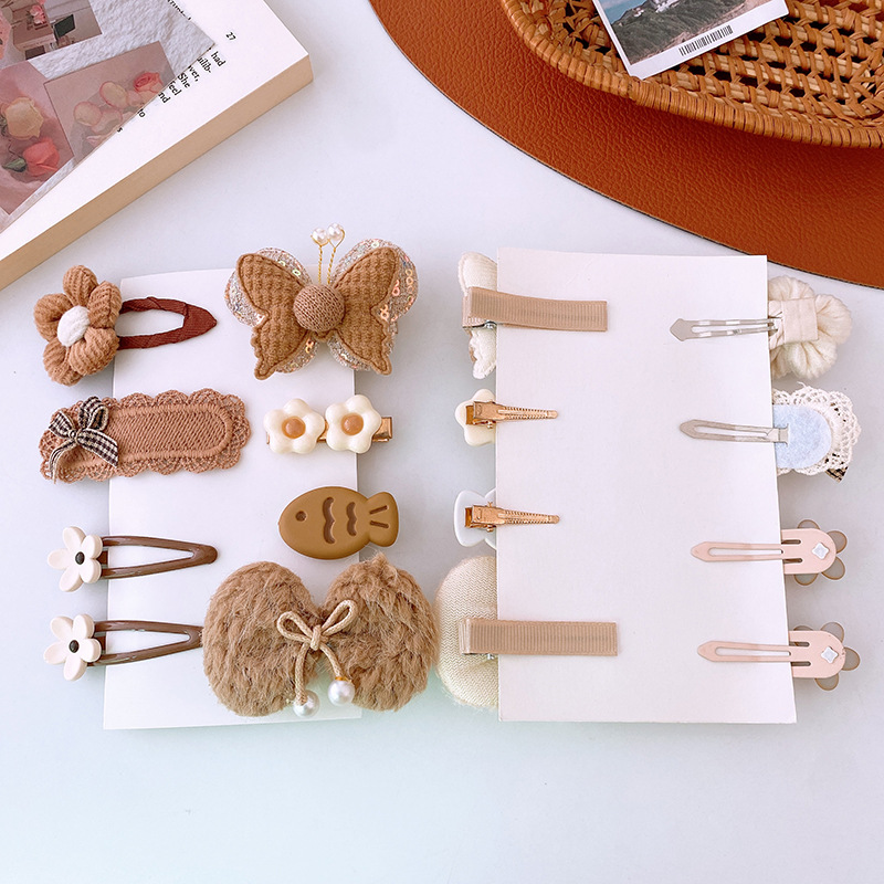 50g Weight Hair Clip Hair Accessories Type 1 Set Quantity Anniversary, Banquet, Street Occasion Mixed materials Material Floral, Bow Knot Pattern Kid'S Gender Sweet Style 8 Cream And Coffee-Colored Plush Fabric Bowknot Press Clip Flower Cartoon Rabbit Children Barrettes BB Clip Sweet Hair Accessories 5