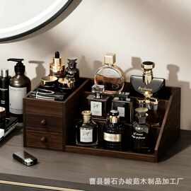 跨境木质桌面化妆品收纳盒家用香水整理盒多层带抽屉首饰收藏盒