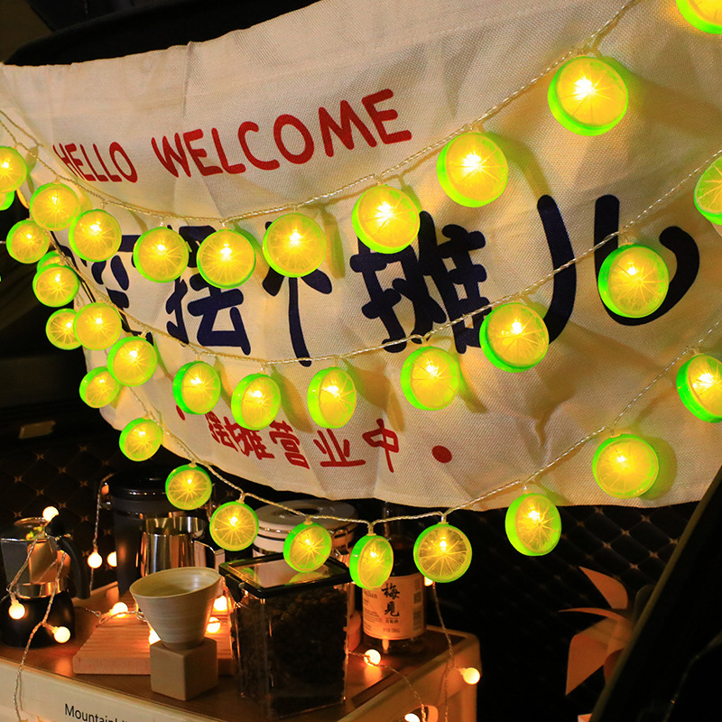 屋外屋台雰囲気ライト、夜市、フルーツ屋台、ワインボトルライト、小さなカラフルなライト、トランク誕生日装飾ライト|undefined