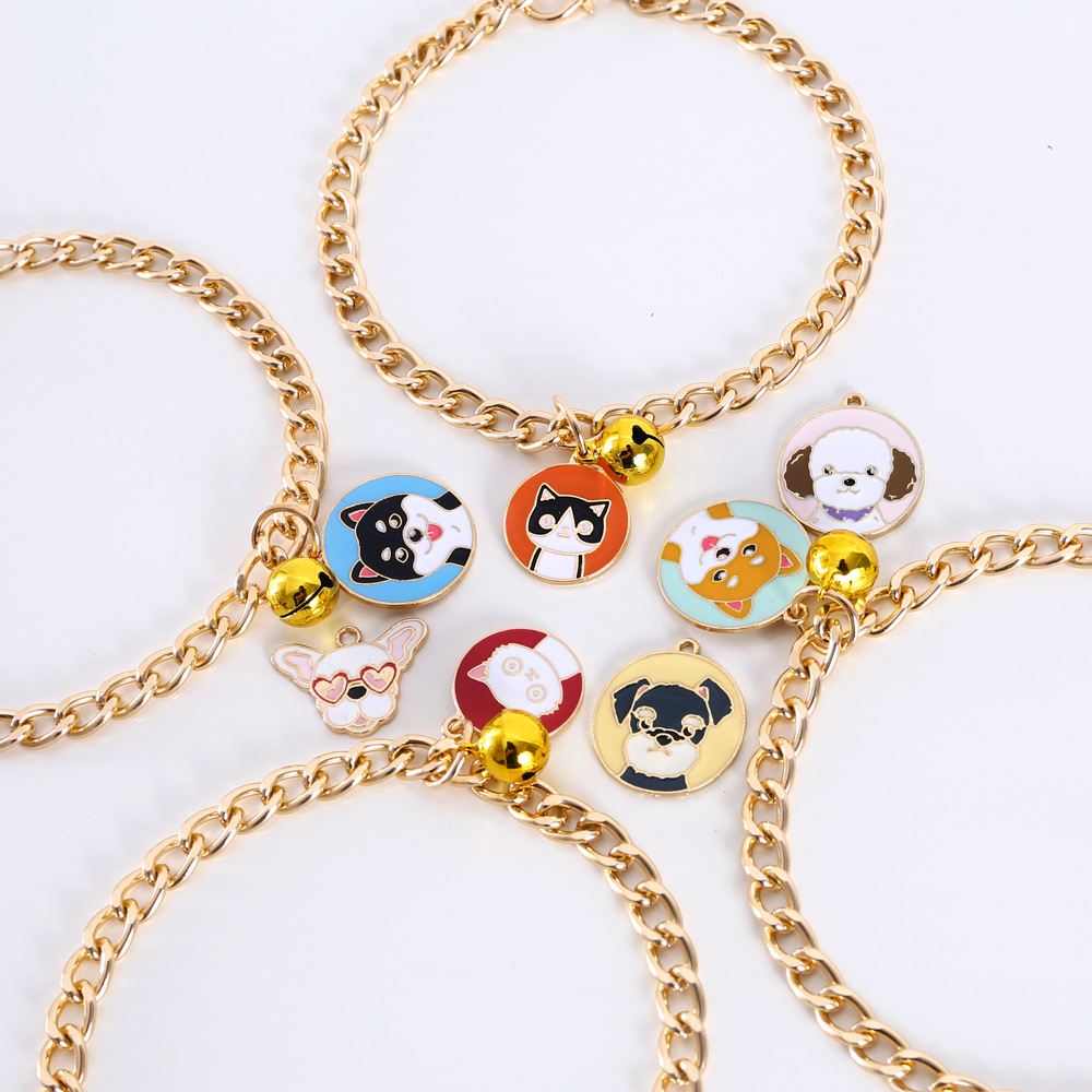 Mascotas de oro perros de madera Teddy azul felino collar colgante de dibujos animados collar ajustable accesorios tarjeta de lucha de perros