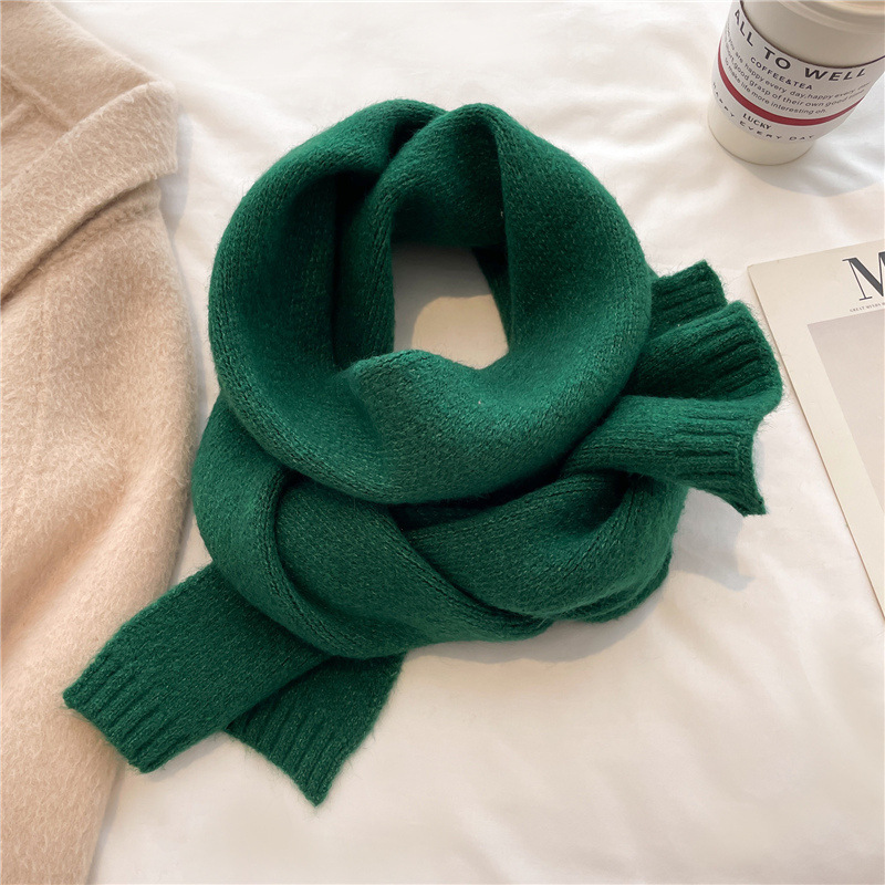 Knitted Scarf Pure Color All-Matching Autumn And Winter Warm Scarf Long Student Scarf Candy Color Bright Basic Korean Style display picture 4