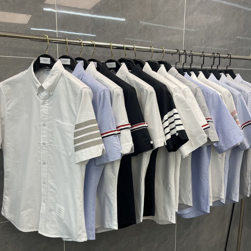 [Factory Direct Camp] Fashion TB Summer Short-sleeved Shirt Collection Men and Women Couples Leisure Business Joker