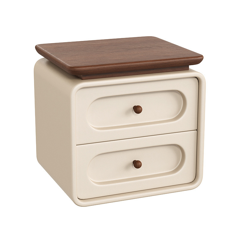 Mesa de meseta medieval dormitorio doméstico 2026 crema lujosa alta sensación de madera maciza pequeño gabinete de almacenamiento junto a la cama