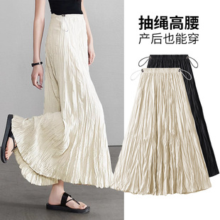 Tmall Quality Pregnant Women's Summer Wrinkled Non-abdominal Pig Nose Buckle Adjustable Large Swing and Spring Half-length Dress