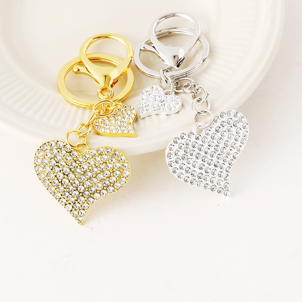 New Diamond-encrusted Heart-shaped Car Full-diamond Bag Pendant, Keychain, Creative Decoration, Small Gift Wholesale_voghion.com