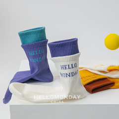 White socks for girls, summer style, mid-calf length, Instagram trendy, outerwear, sporty, breathable, long cotton socks, summer thin style