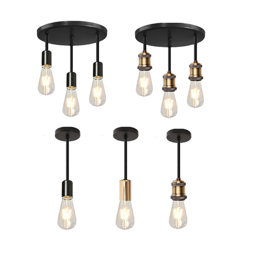 Cross-border American retro industrial style iron restaurant 3-head chandelier bar modern simple black Zhongshan lamps