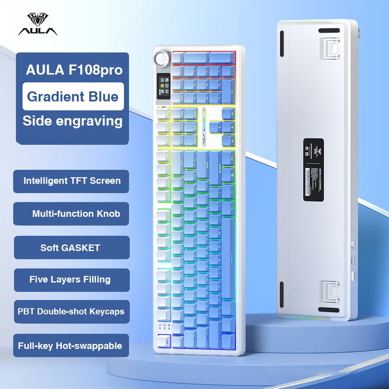 AULA Wolf Spider F108pro カスタムメカニカルキーボード ワイヤレス Bluetooth 3モード ゲーミングキーボードとマウス ホットスワップ対応|undefined
