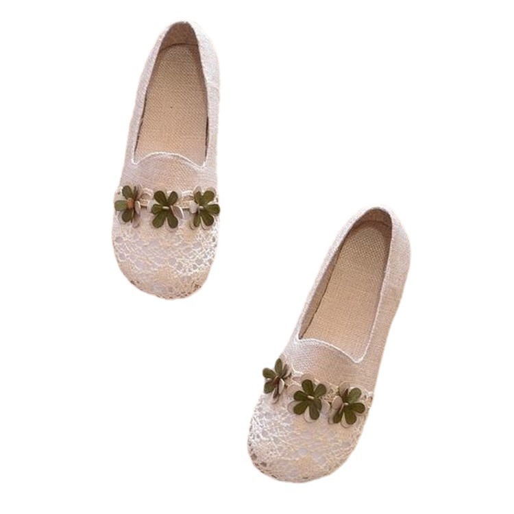 [en stock] zapatos de pescador de malla trenzada 2025 verano nuevo zapato de estilo ligero con suela plana casual
