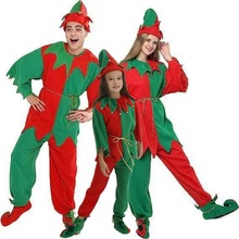 欧美儿童圣诞节服装万圣节cosplay亲子家庭装圣诞精灵男女套装