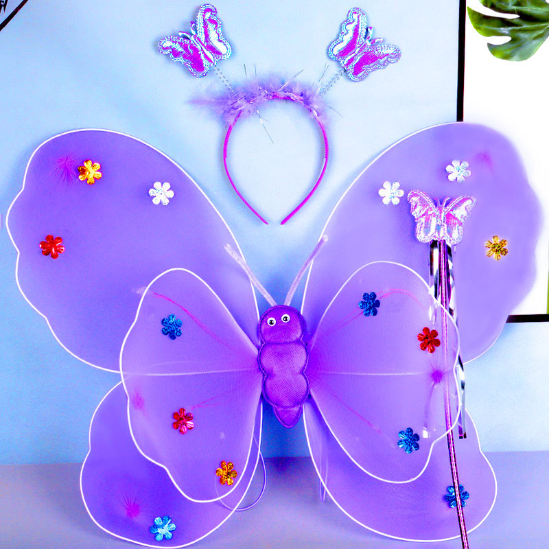 Set de Alas de Mariposa Luminosas Set de 3 Piezas de Poliéster, Luminoso para Día del Niño y Cosplay
