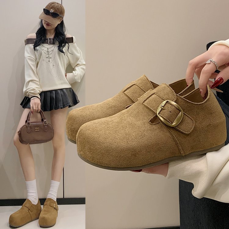 Zapatos japoneses de primavera para mujeres nuevos zapatos retro de doble botón de un solo botón para viajar con suela suave zapatos perezosos un pie ocio
