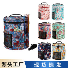 家用毛线棒针收纳包圆桶式单肩款包编织工具收纳袋纱线储物防尘包